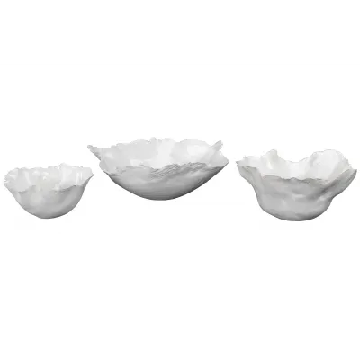 Fleur Ceramic Bowls (set of 3) White Ceramic