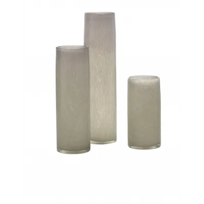 Gwendolyn Hand Blown Glass Vases (Set of 3), Grey