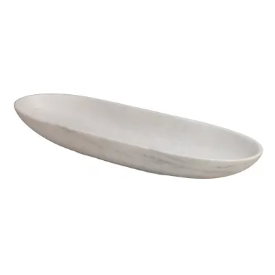 Long Oval Marble Bowl, White