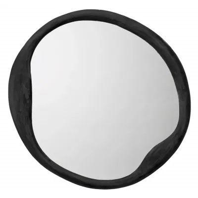 Organic Metal Round Mirror, Antique Grey