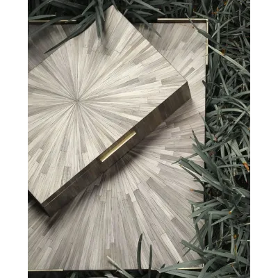 Palm Marquetry Box - Grey