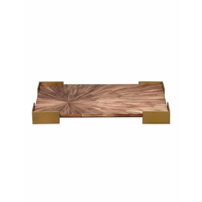 Palm Marquetry Tray - Brown