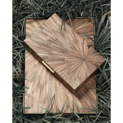 Palm Marquetry Tray - Brown