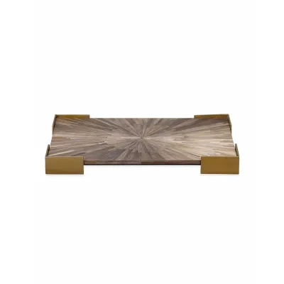 Palm Marquetry Tray - Grey
