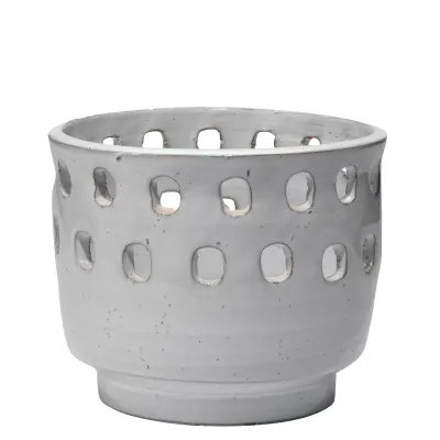 Perforated Ceramic Pot, White