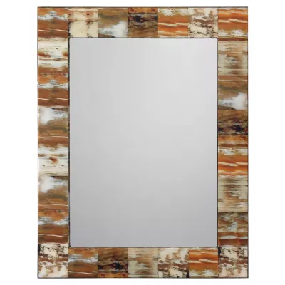 Medium Rectangular Mirror in Natural Faux Horn