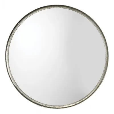 Refined Iron Round Mirror, Silver