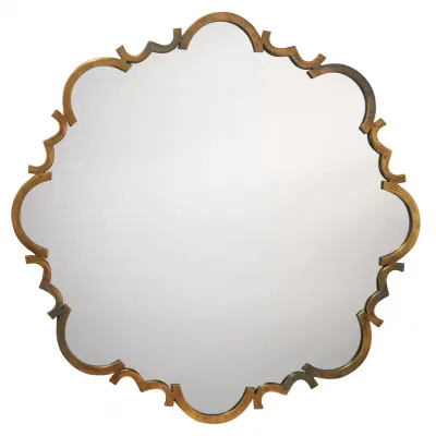 Saint Albans Steel Mirror, Antique Brass