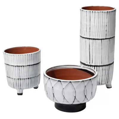 Striae Ceramic Vessels (Set of 3)