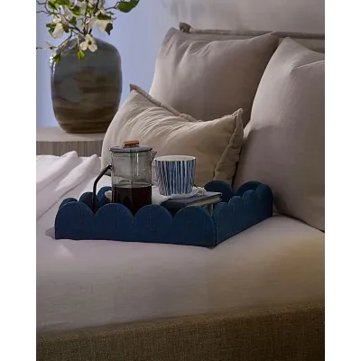 Wonderland Scalloped Tray - Indigo, Small