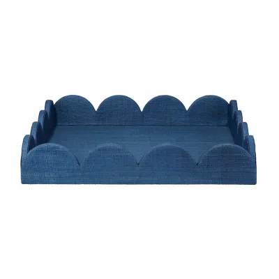 Wonderland Scalloped Decorative Tray, Indigo