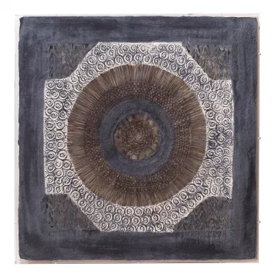 Batik Square Framed Wall Art, Indigo Paper