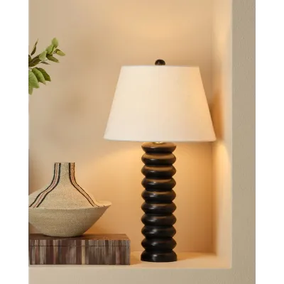 Abacus Mango Wood Table Lamp Black