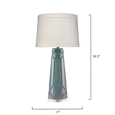 Hobnail Ceramic Table Lamp, Teal