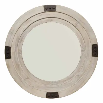 Foreman Wood Mirror, White Washed