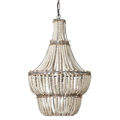 Blanca Wood Beaded 1-Light Chandelier