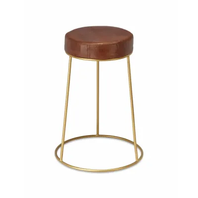 Henry Brown Round Leather Counter Stool