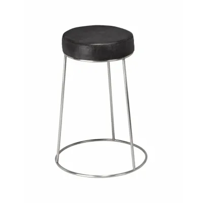Henry Black Round Leather Counter Stool