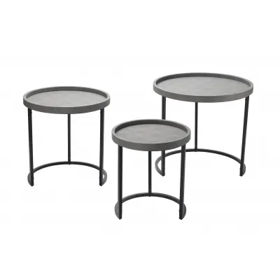 Maddox Faux Shagreen Nesting Tables (Set of 3), Grey