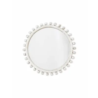 Brighton Round Wood Mirror, White Washed