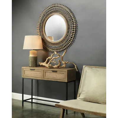 Grove Bamboo Braided Mirror, Gray