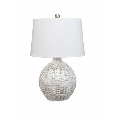 Cape Rattan Table Lamp, White