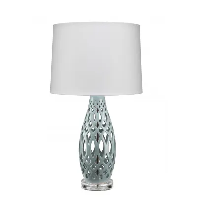 Filigree Ceramic Table Lamp, Blue