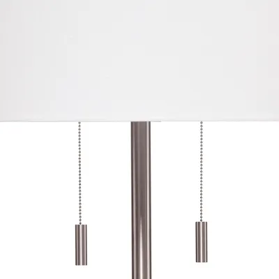 Lincoln 2-Light Metal Floor Lamp, Silver