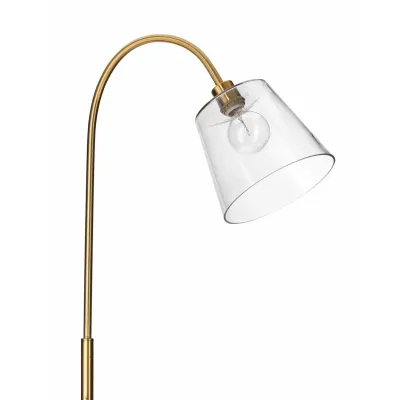 Swan Iron and Glass Floor Lamp, Brass