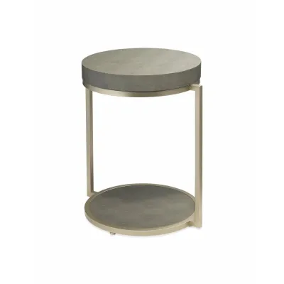 Chester Faux Shagreen Round Side Table, Grey