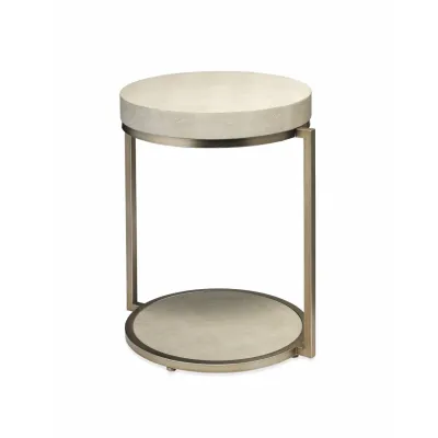 Chester Faux Shagreen Round Side Table, Ivory