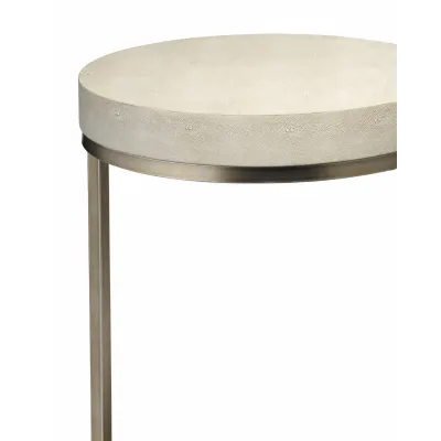 Chester Faux Shagreen Round Side Table, Ivory