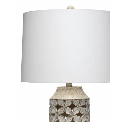 Flora Table Lamp White Washed Resin