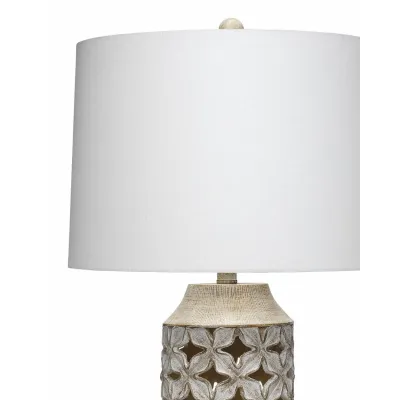 Flora Resin Table Lamp, White Wash