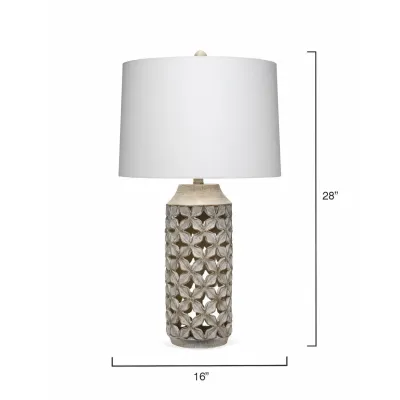 Flora Table Lamp White Washed Resin