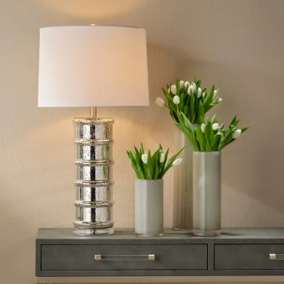 Irene Glass Table Lamp, Silver