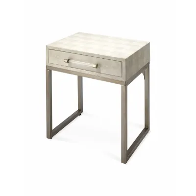 Kain Faux Shagreen Side Table, Cream