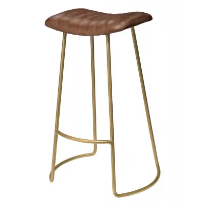 Theo Leather Bar Stool, Brown