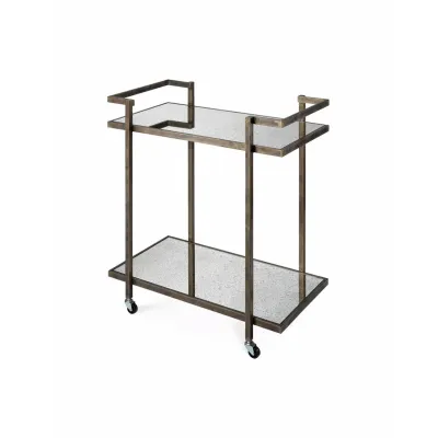 Tanner Bar Cart Iron and Antique Mirror