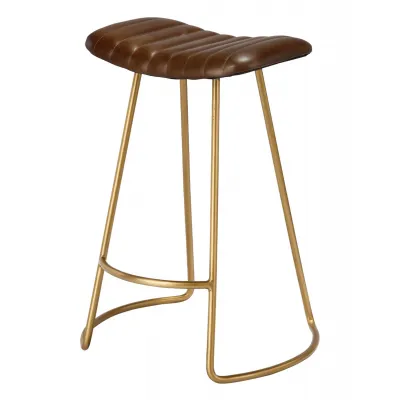 Theo Leather Counter Stool, Brown
