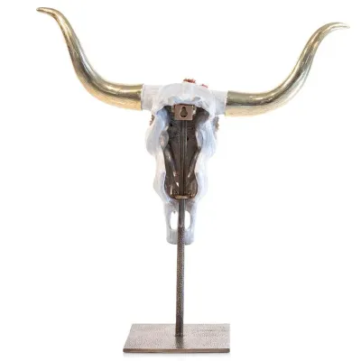Kayden Cow Skull With Flowers Objet