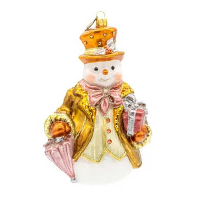 Metallic Gentleman Snowman Ornament