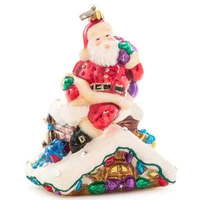 Santa On A Roof Top Ornament Jewel