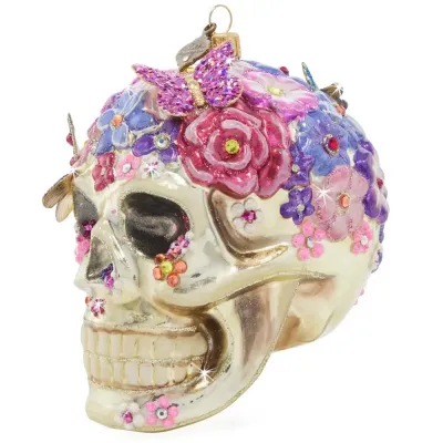 Floral Skull Ornament