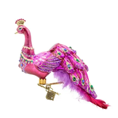 Peacock Bright Pink Ornament Clip