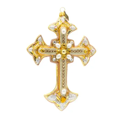 Metallic Bejeweled Cross Ornament