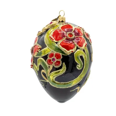Dark Night Floral Egg Ornament