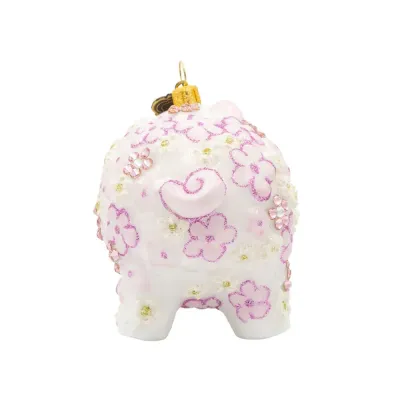 Pink Floral Piggy Ornament