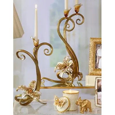 Roselyn Golden Orchid Candlestick Double