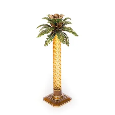 Kiana Palm Leaf Jeweled Glass Candlestick